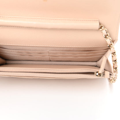 Chanel Caviar Quilted Coco Candy Wallet On Chain WOC Beige 5 of 13