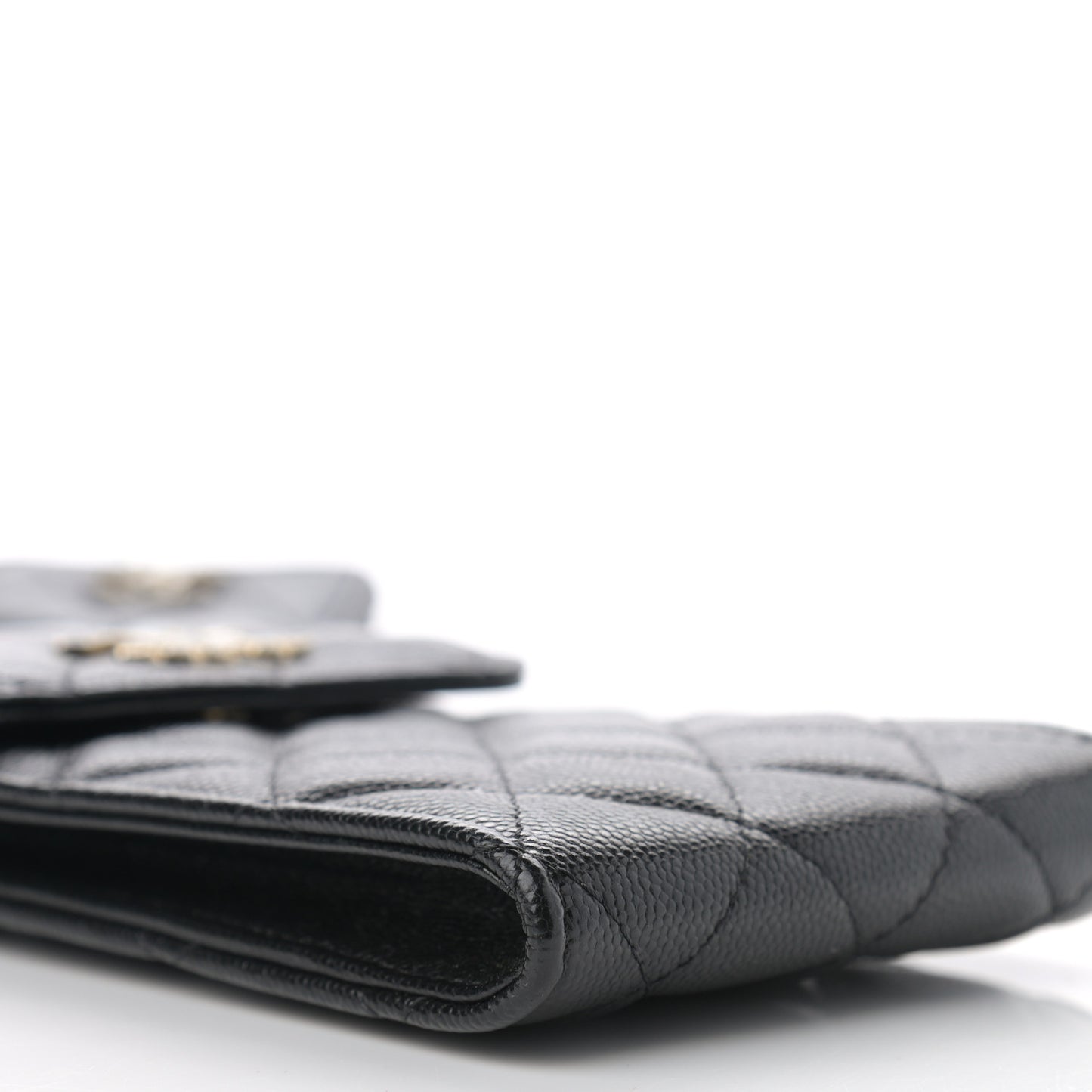 Caviar Quilted Crystal CC Airpods Pro and Phone Case With Chain Black