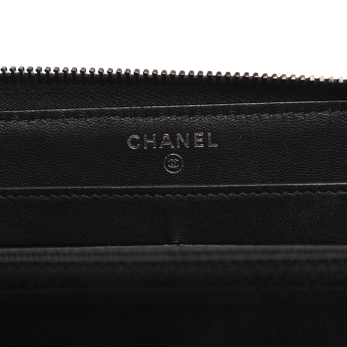 Lambskin Chevron Quilted Zip Around Wallet So Black