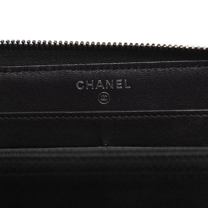 Chanel Lambskin Chevron Quilted Zip Around Wallet So Black 6 of 9