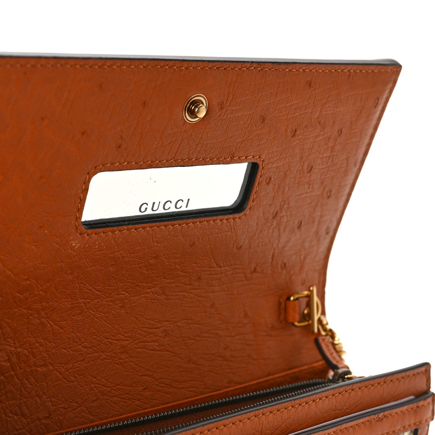 Snakeskin Ostrich Diana Chain Wallet Butter Ivory Paradise Cloud Natural Gold