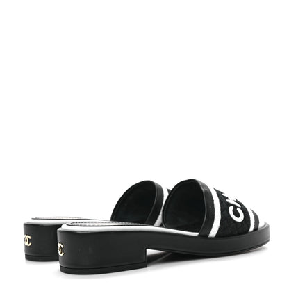 Chanel Lambskin Embroidered CC Mule Sandal 36 Black White 4 of 8