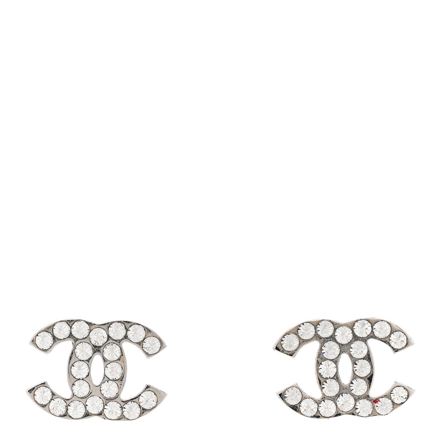 Chanel Crystal CC Earrings Silver 1 of 4