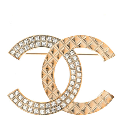 Chanel Baguette Crystal Quilted CC Brooch Gold 1 of 7