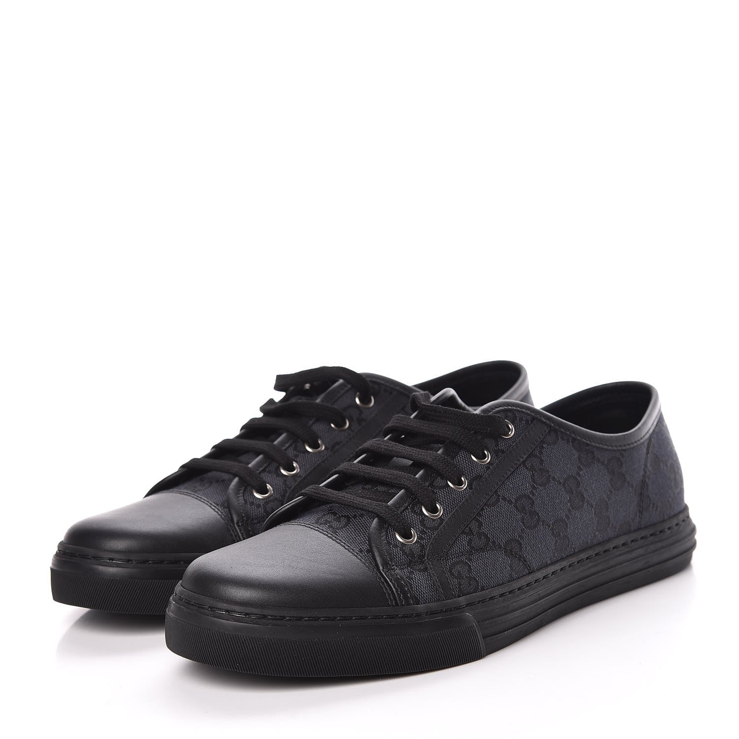 Gucci Monogram Mens Sneakers 8.5 Black Piombo 4 of 10