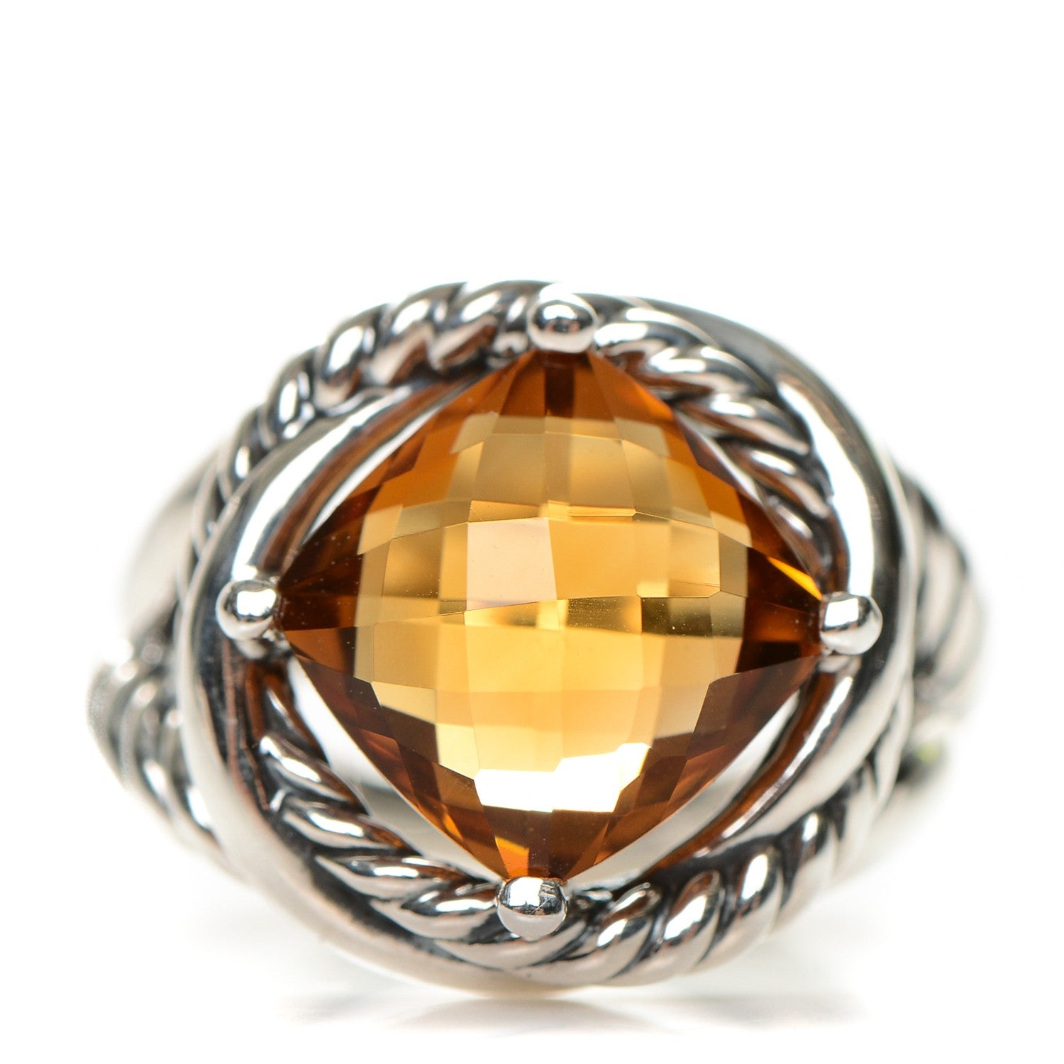 David Yurman Sterling Silver Citrine 11mm Infinity Ring 53 6.5 1 of 5