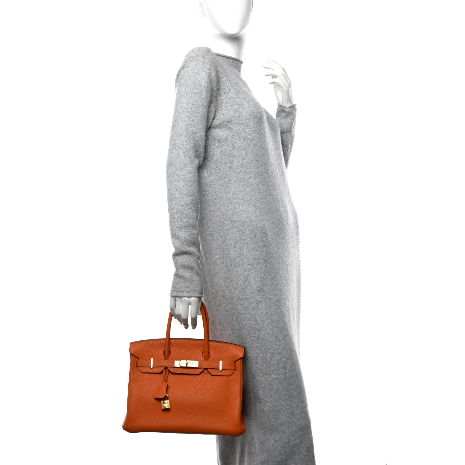 Hermes Taurillon Clemence Birkin 30 Orange 2 of 10