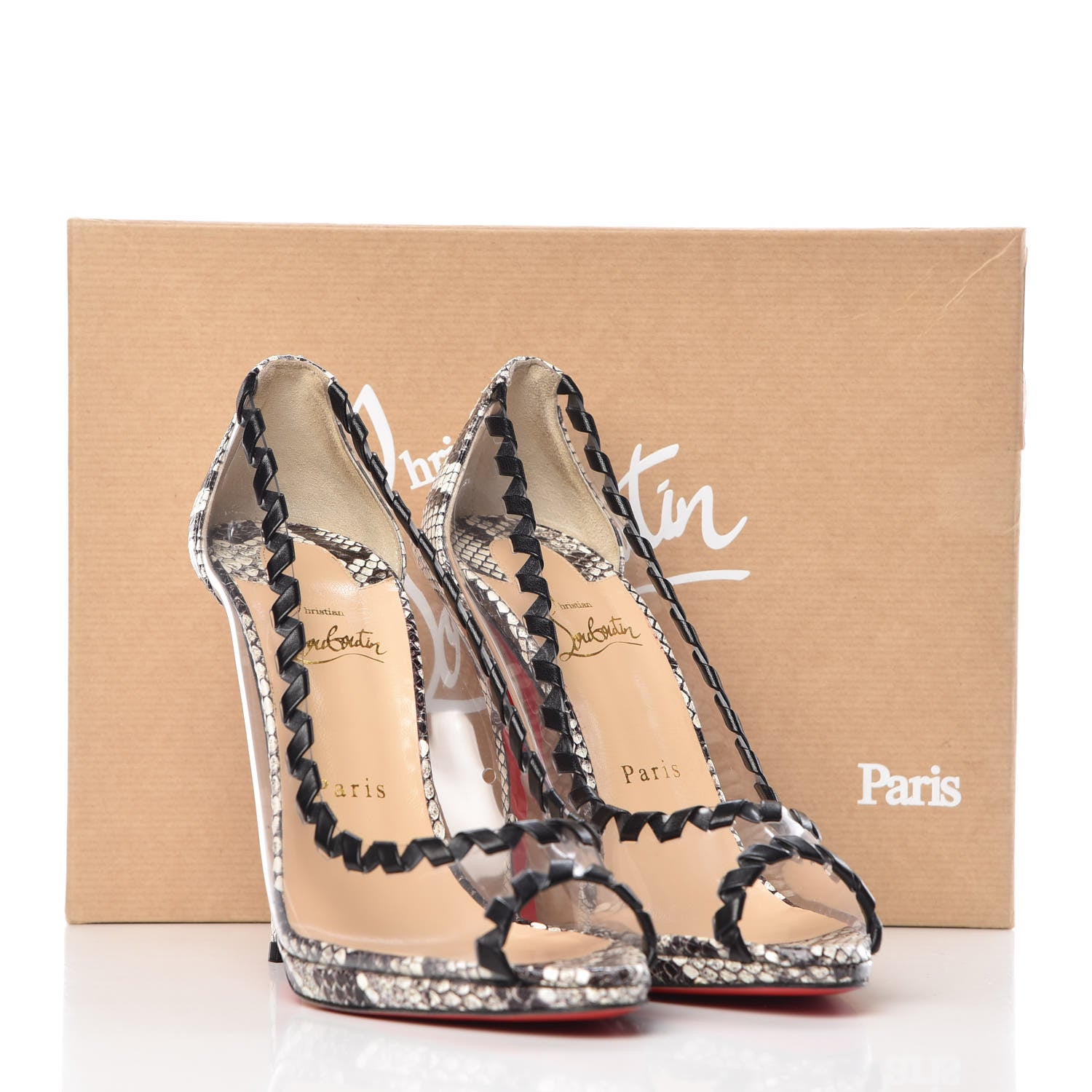 Christian Louboutin Watersnake Printed Nappa PVC Hargaret 120 Pumps 38.5 Roccia 8 of 8