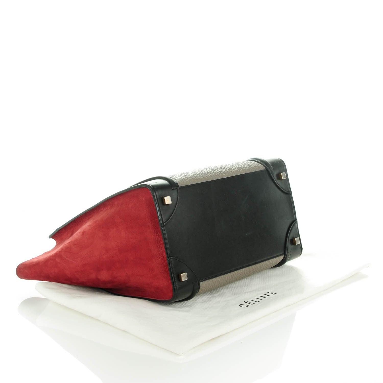 Celine Bullhide Calfskin Suede Mini Tri-Color Luggage Dark Ruby 4 of 7