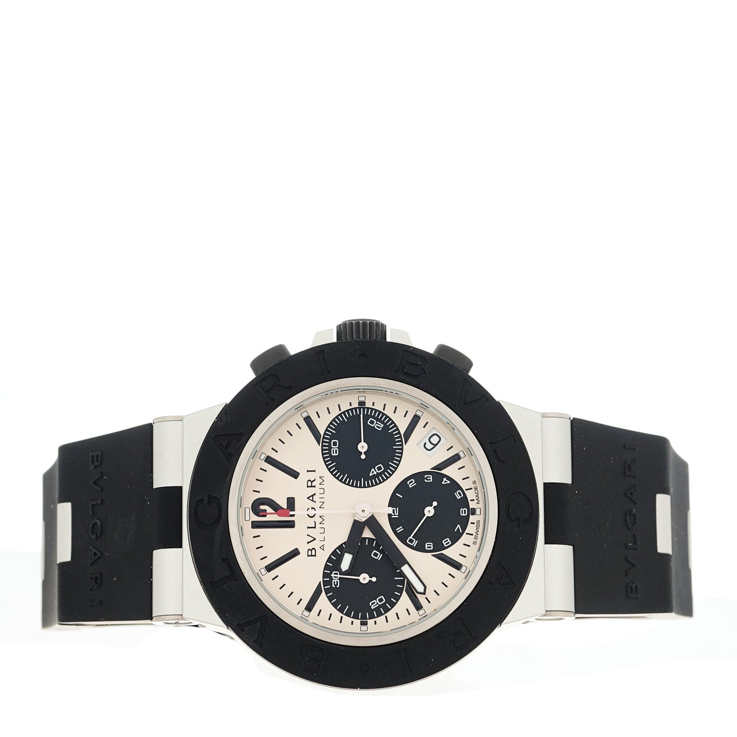 Aluminum Rubber 40mm Chronograph Automatic Watch White