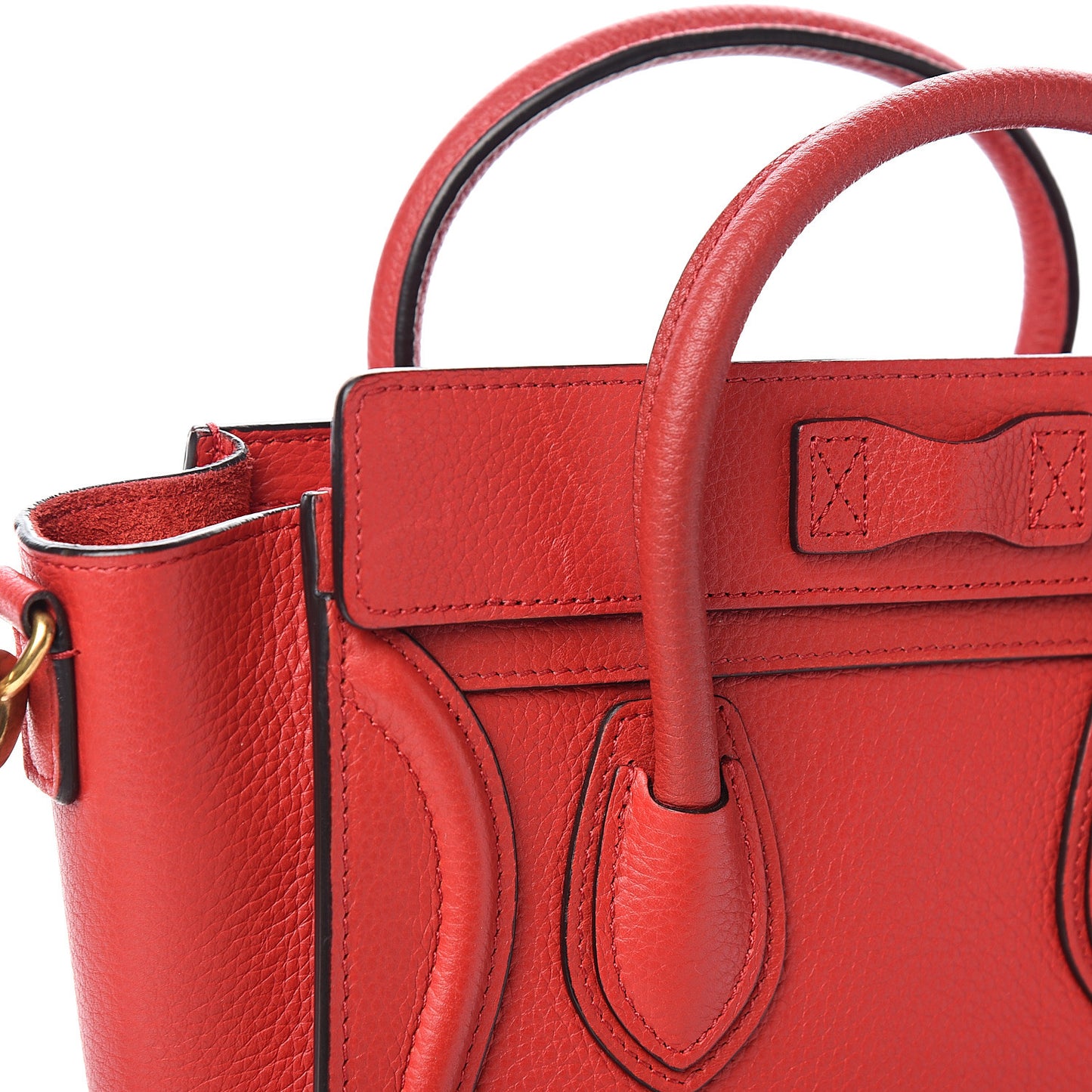 Drummed Calfskin Nano Luggage Coquelicot