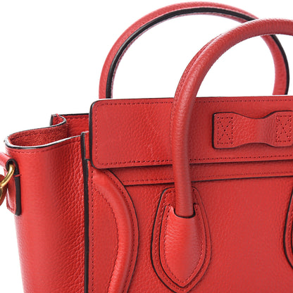 Celine Drummed Calfskin Nano Luggage Coquelicot 9 of 12