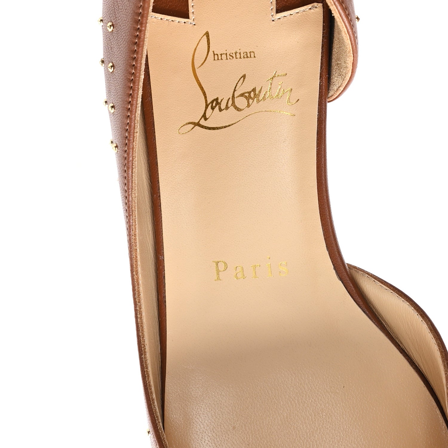 Christian Louboutin Nappa Studded Iriza Flats 37 Cuoio 1746085