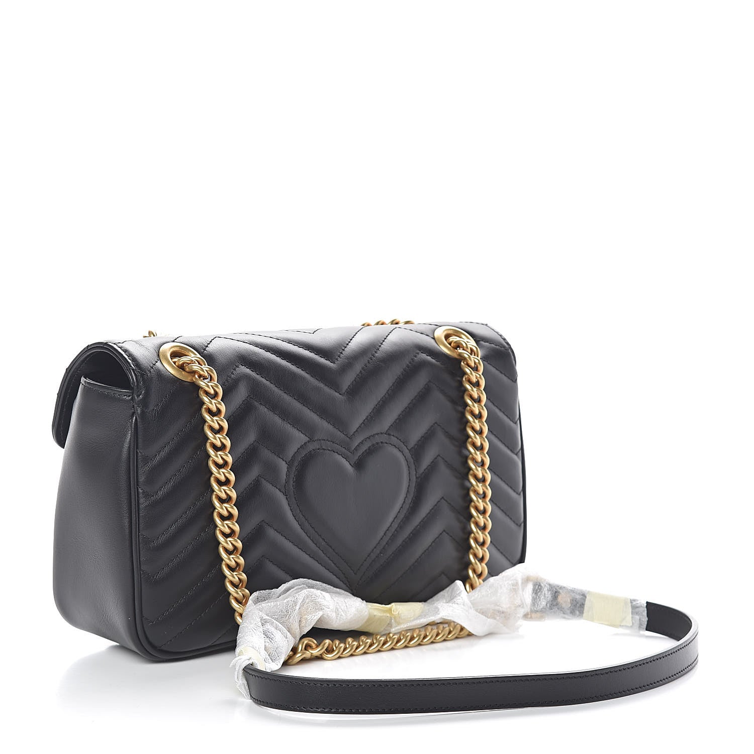 Gucci Calfskin Matelasse Small GG Marmont Shoulder Bag Black 3 of 10