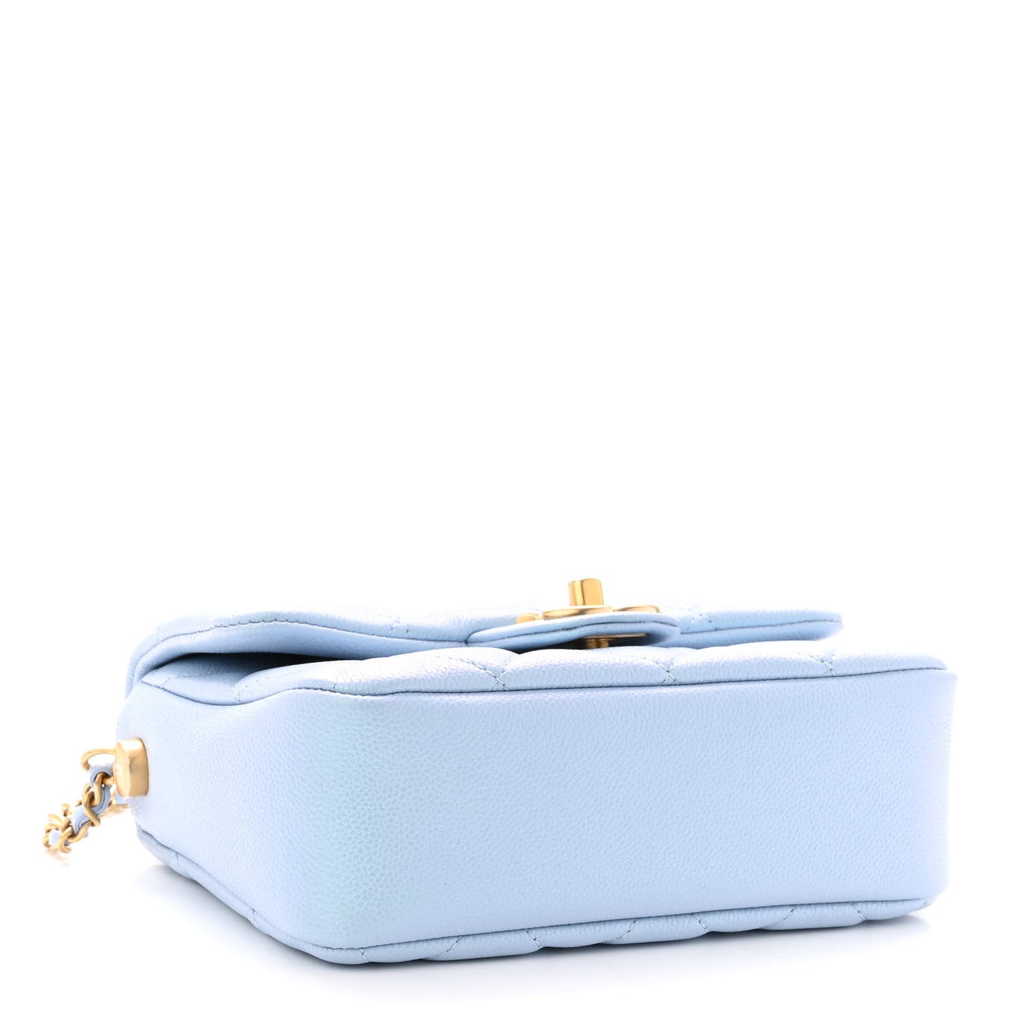 Iridescent Caviar Quilted Mini My Perfect Flap Light Blue
