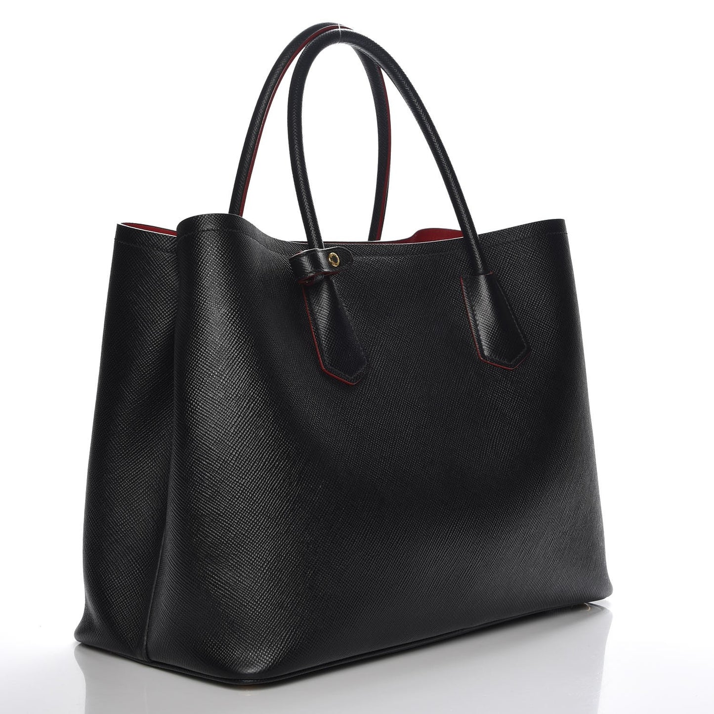 Saffiano Cuir Large Double Bag Nero Black Ciliegia