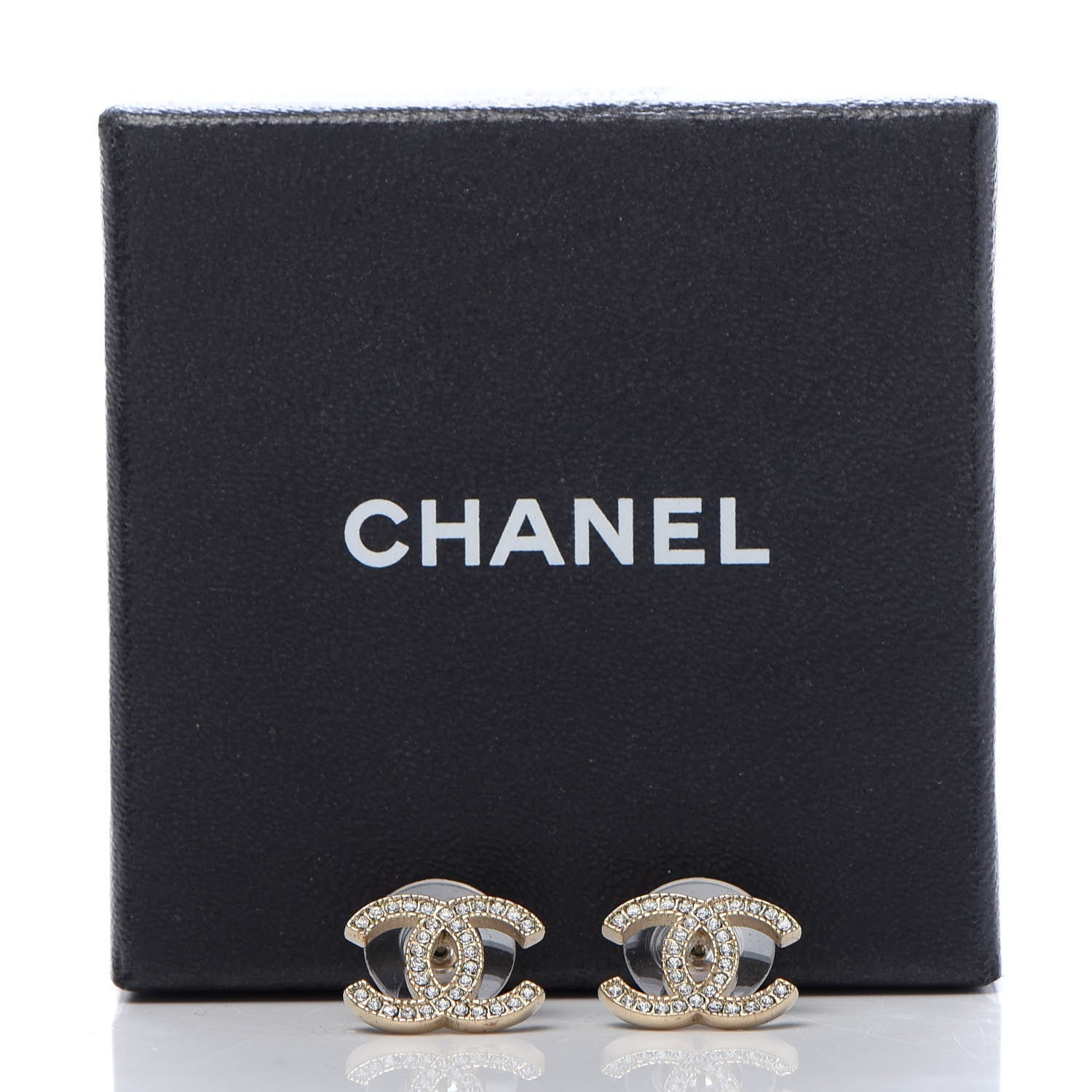 Chanel Crystal CC Earrings Gold 4 of 4