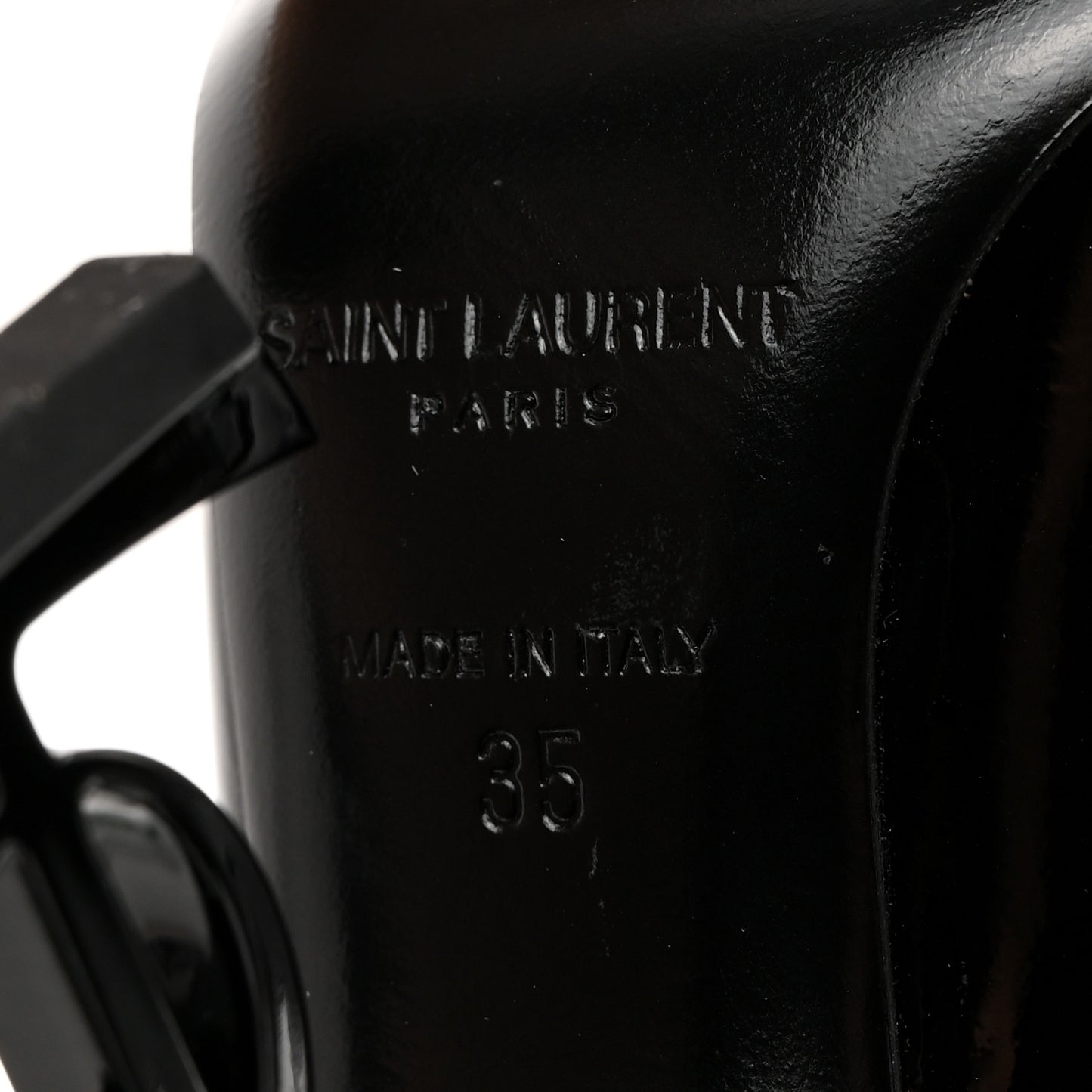 SAINT LAURENT Patent Calfskin Opyum 110 Sandals 35 Black