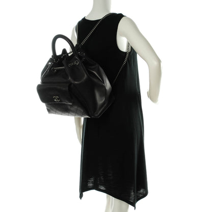Chanel Calfskin Stitched Large Urban Luxury Drawstring Backpack Black 2 of 7