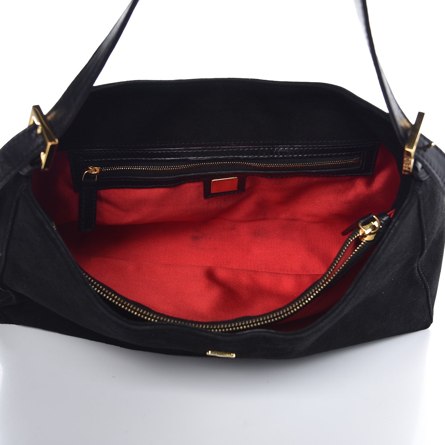 Suede Glitter Shoulder Bag Black