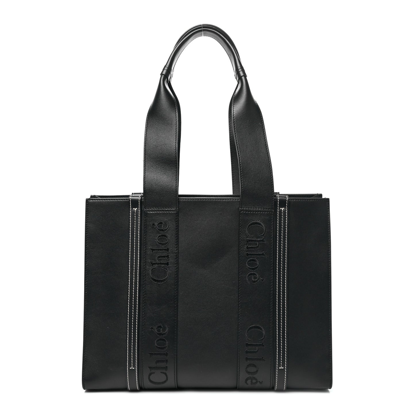 Calfskin Medium Woody Tote Black