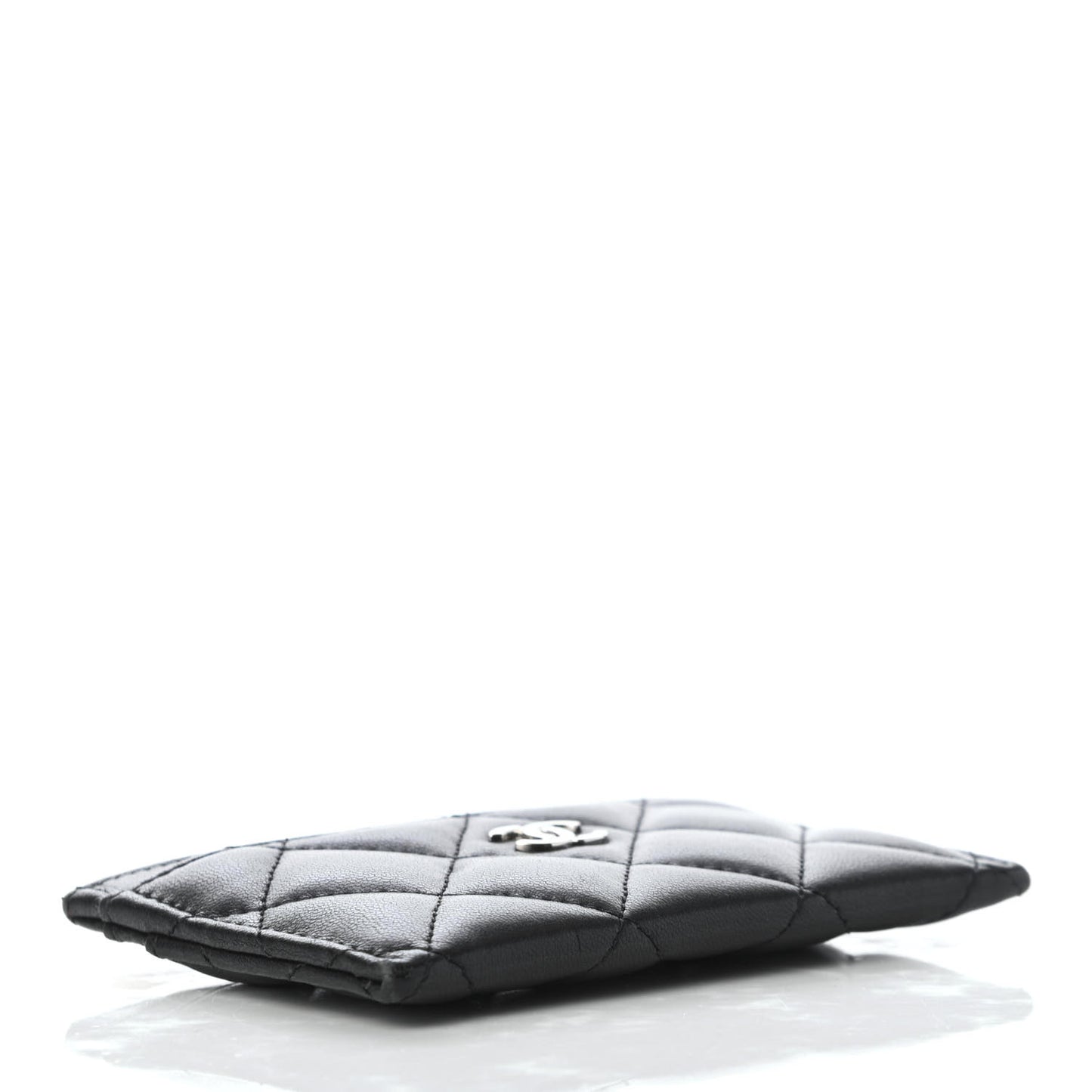 Lambskin Quilted Card Holder Black