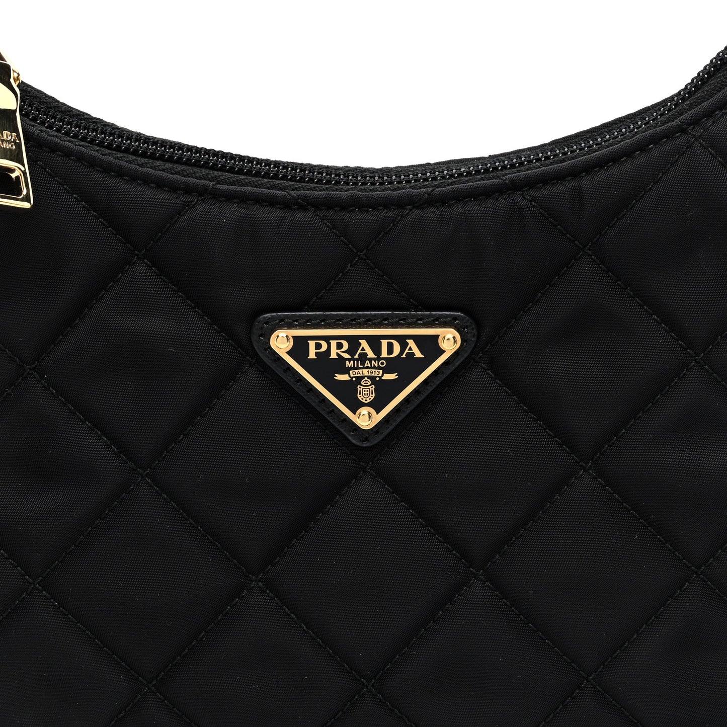 Tessuto Nylon Stitched Shoulder Bag Black