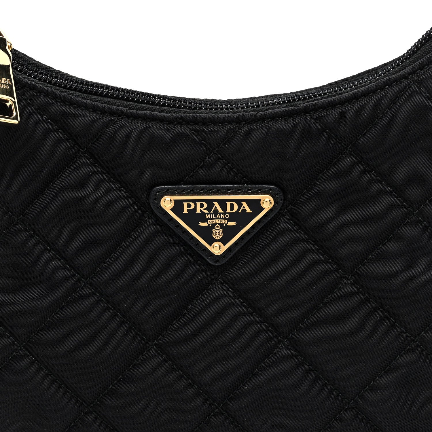 Prada Tessuto Nylon Stitched Shoulder Bag Black 7 of 10