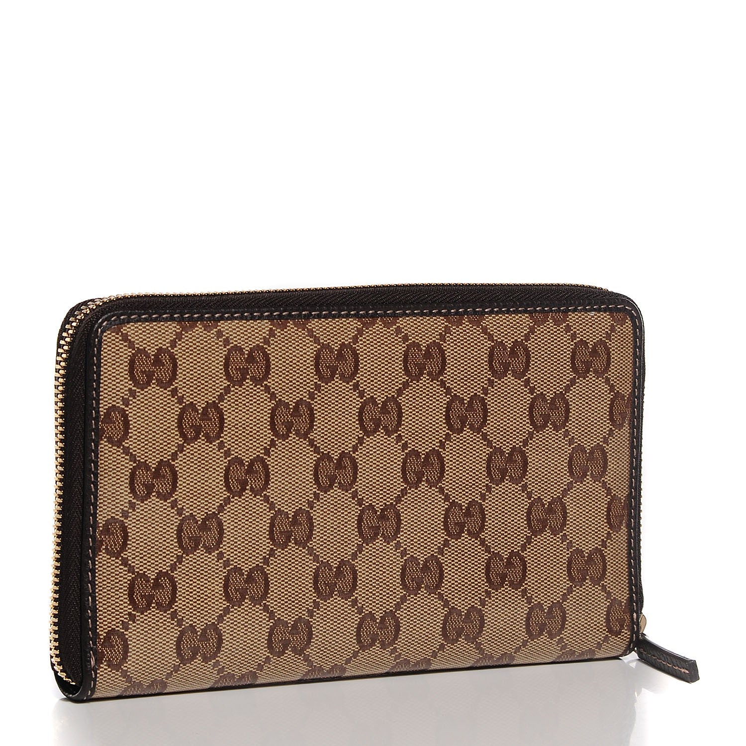 Gucci Crystal Monogram Zip Around Travel Wallet Beige Brown 3 of 8