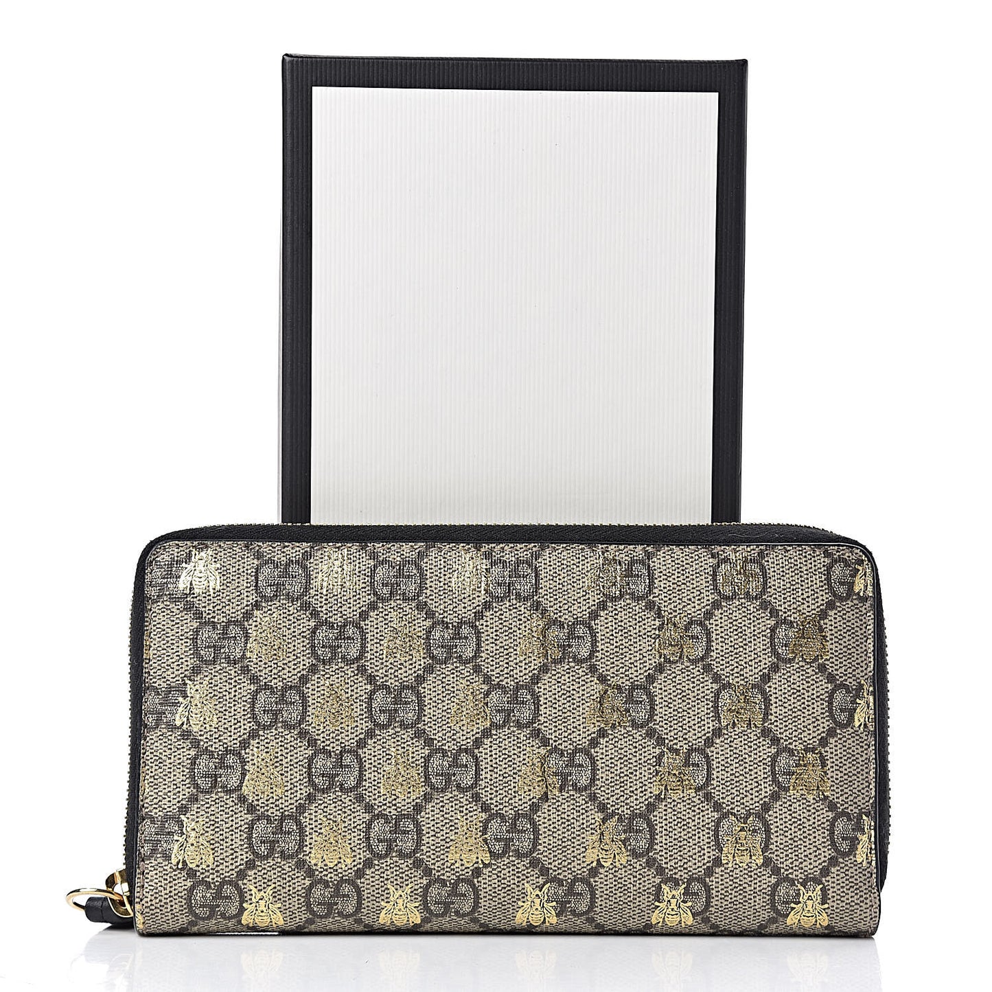 GG Supreme Monogram Bees Zip Around Wallet