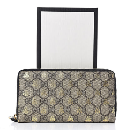 Gucci GG Supreme Monogram Bees Zip Around Wallet 7 of 7