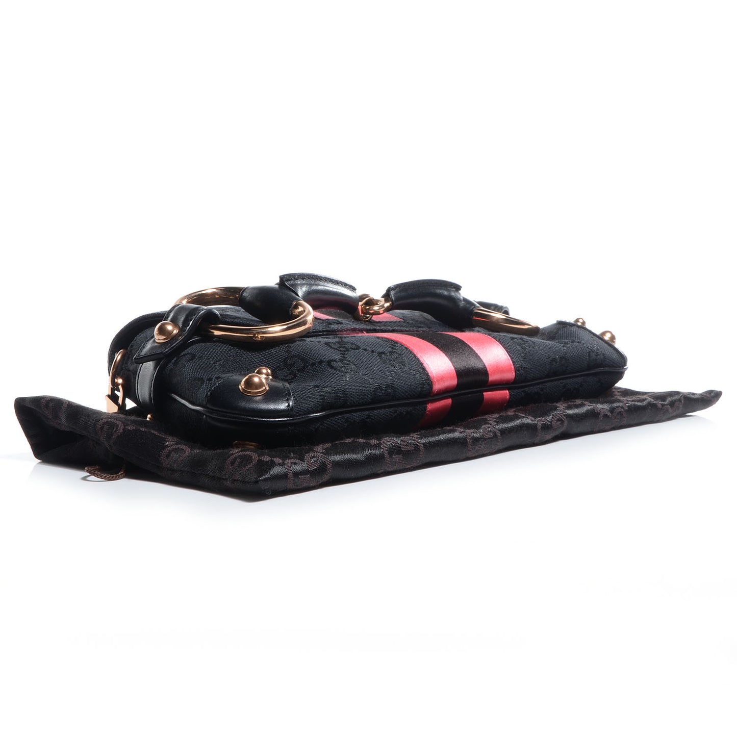 Monogram Horsebit Web Clutch Black