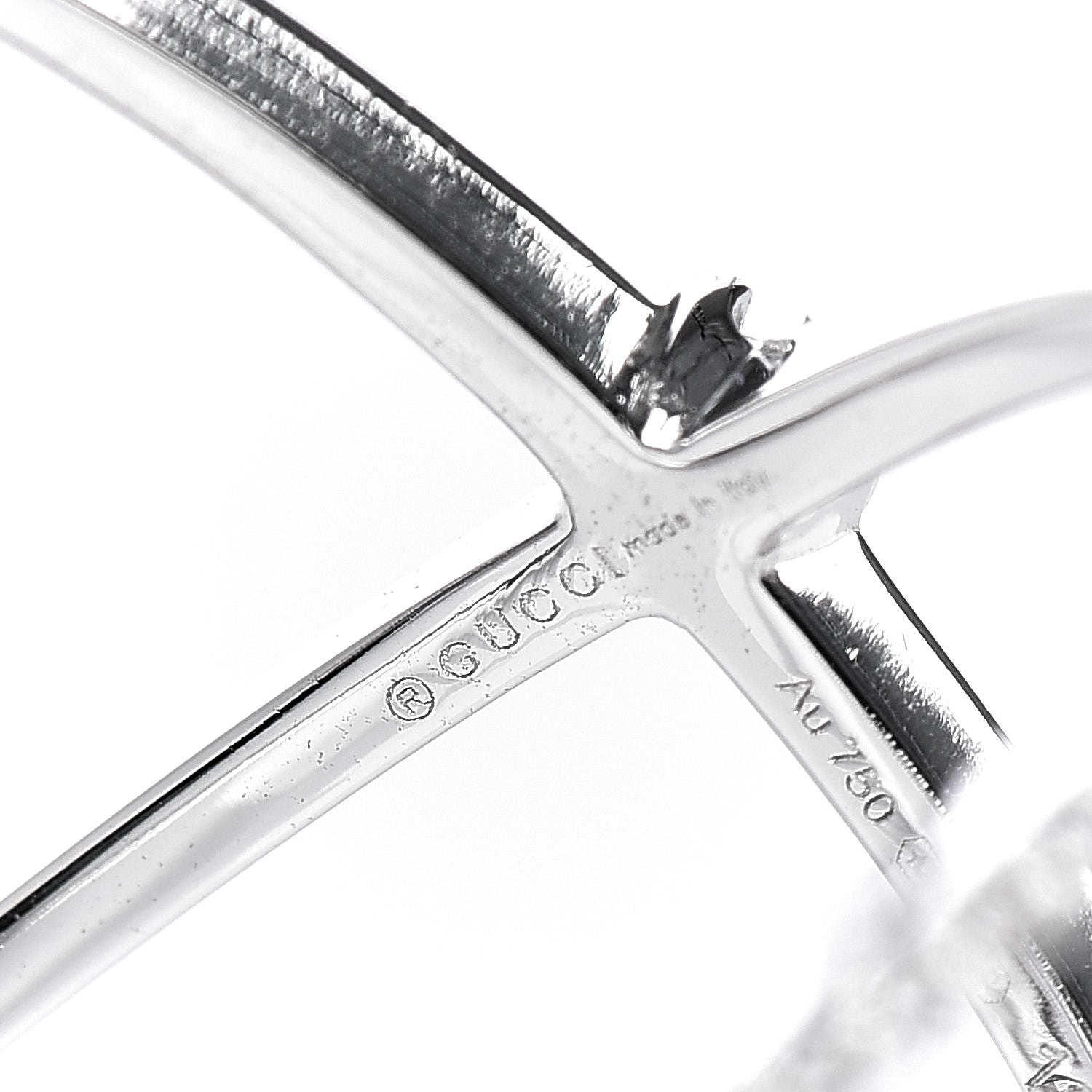 Gucci 18K White Gold Diamond Running G Cross Ring 53 6.25 5 of 8