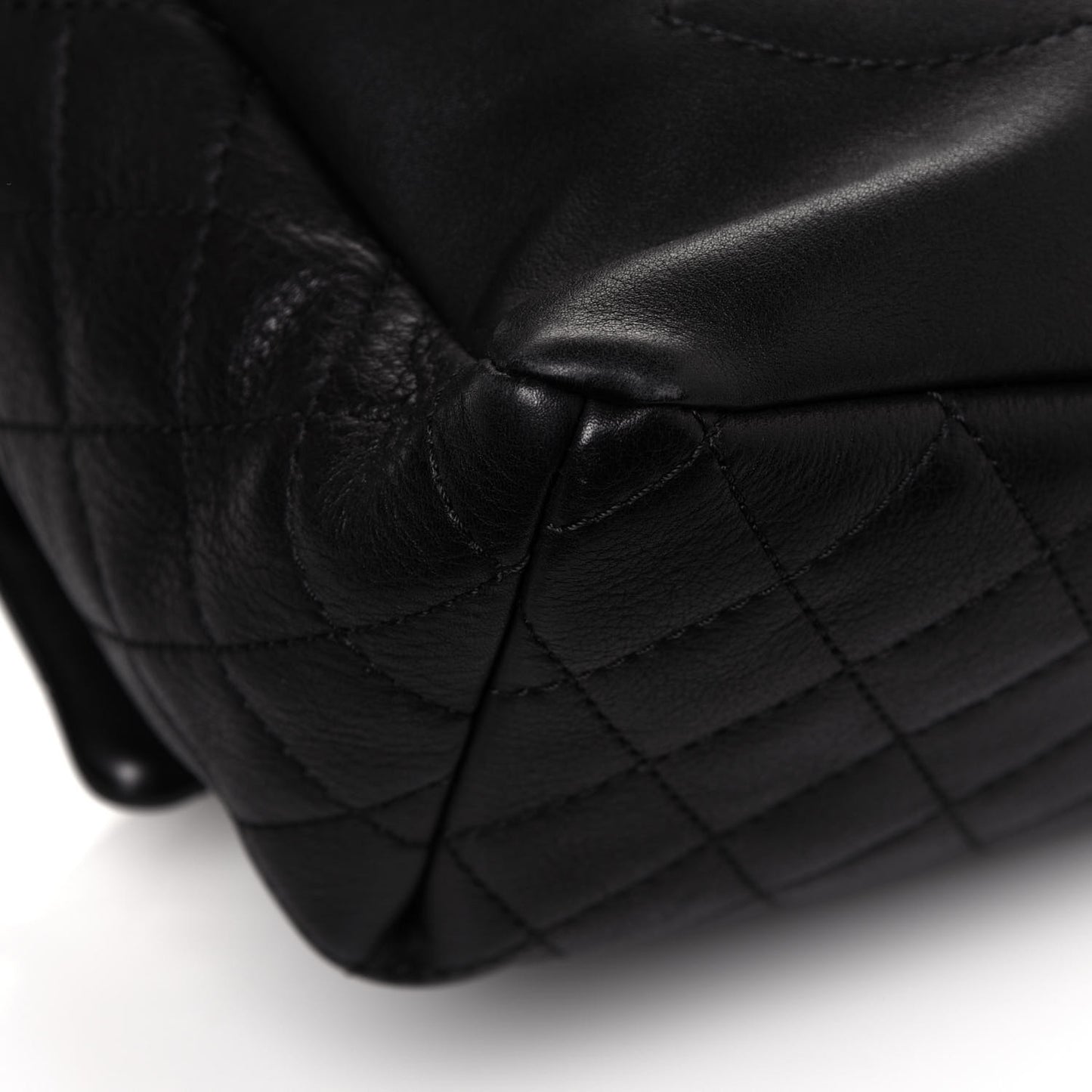 Lambskin Quilted Drawstring Backpack Black