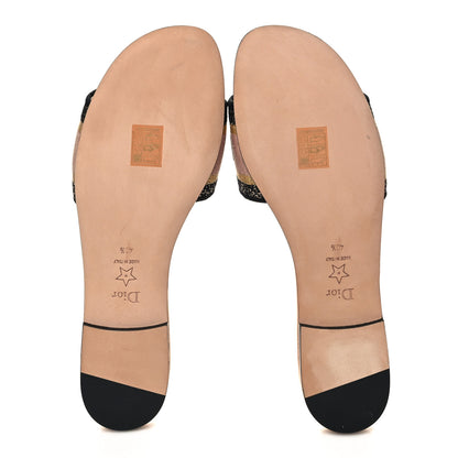 Christian Dior Canvas Lurex Embroidered Dway Flat Slide Sandals 40.5 Black Gold 5 of 9