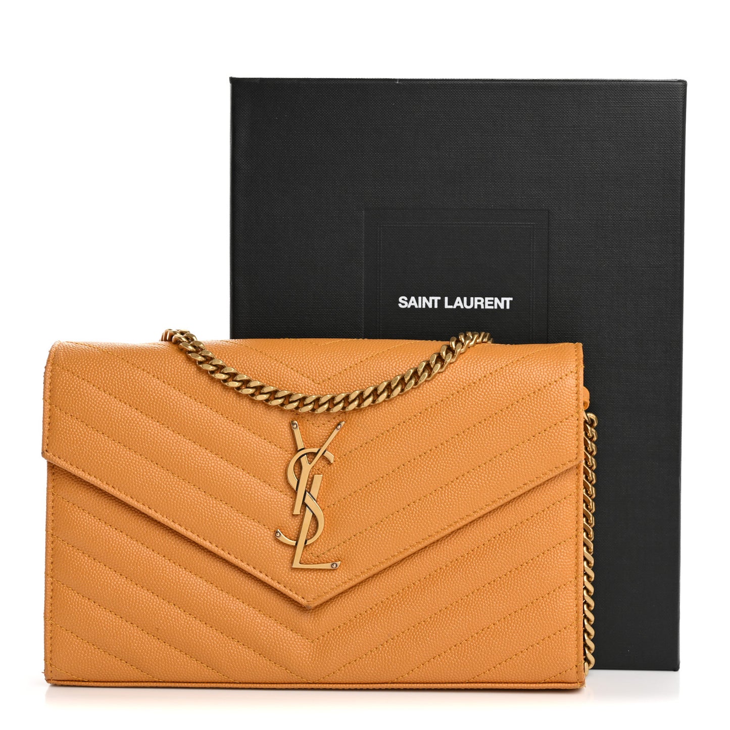 Grain De Poudre Matelasse Chevron Cassandre Chain Wallet Senape Yellow
