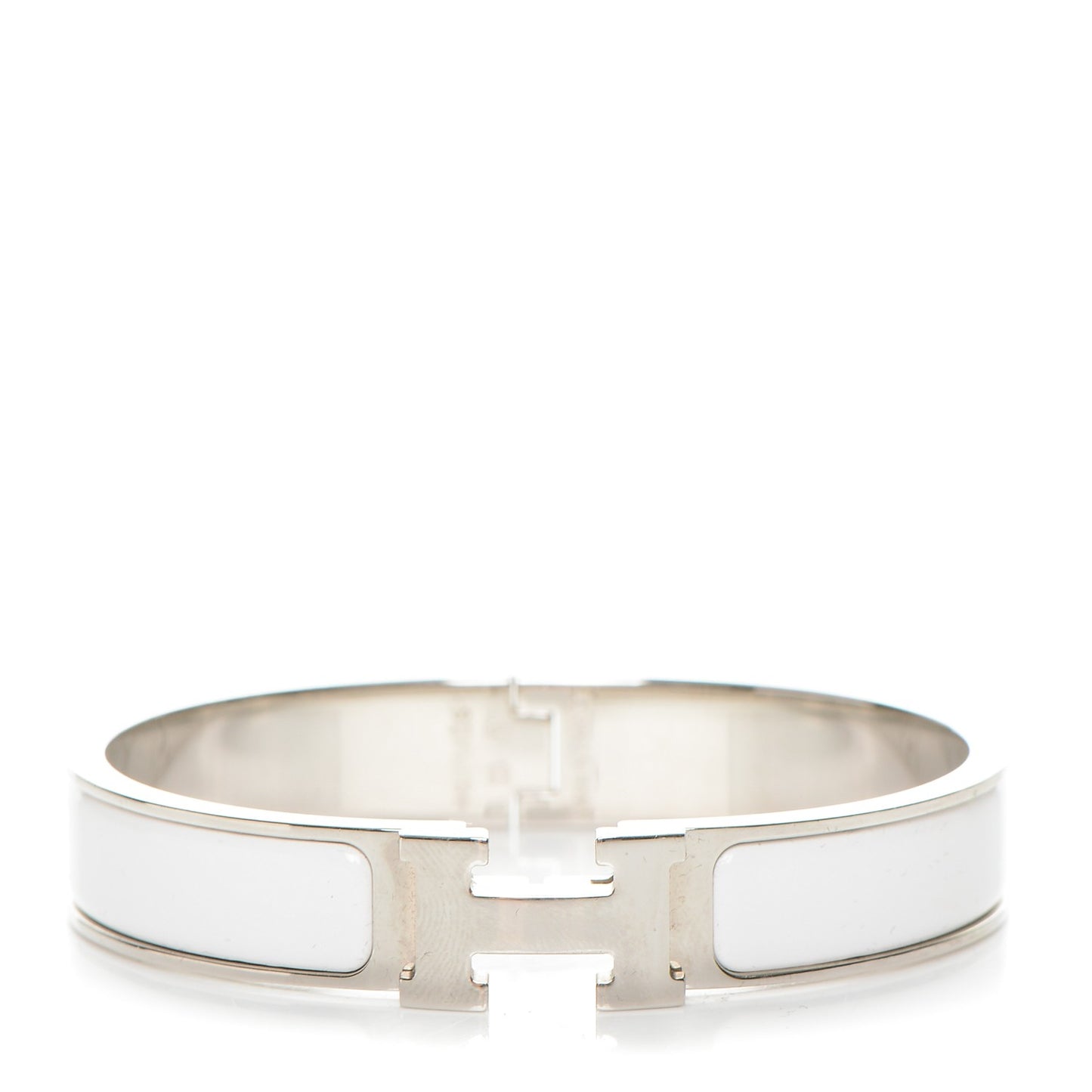 Enamel Narrow Clic Clac H Bracelet GM White