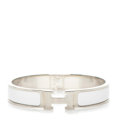 Hermes Enamel Narrow Clic Clac H Bracelet GM White 1 of 4