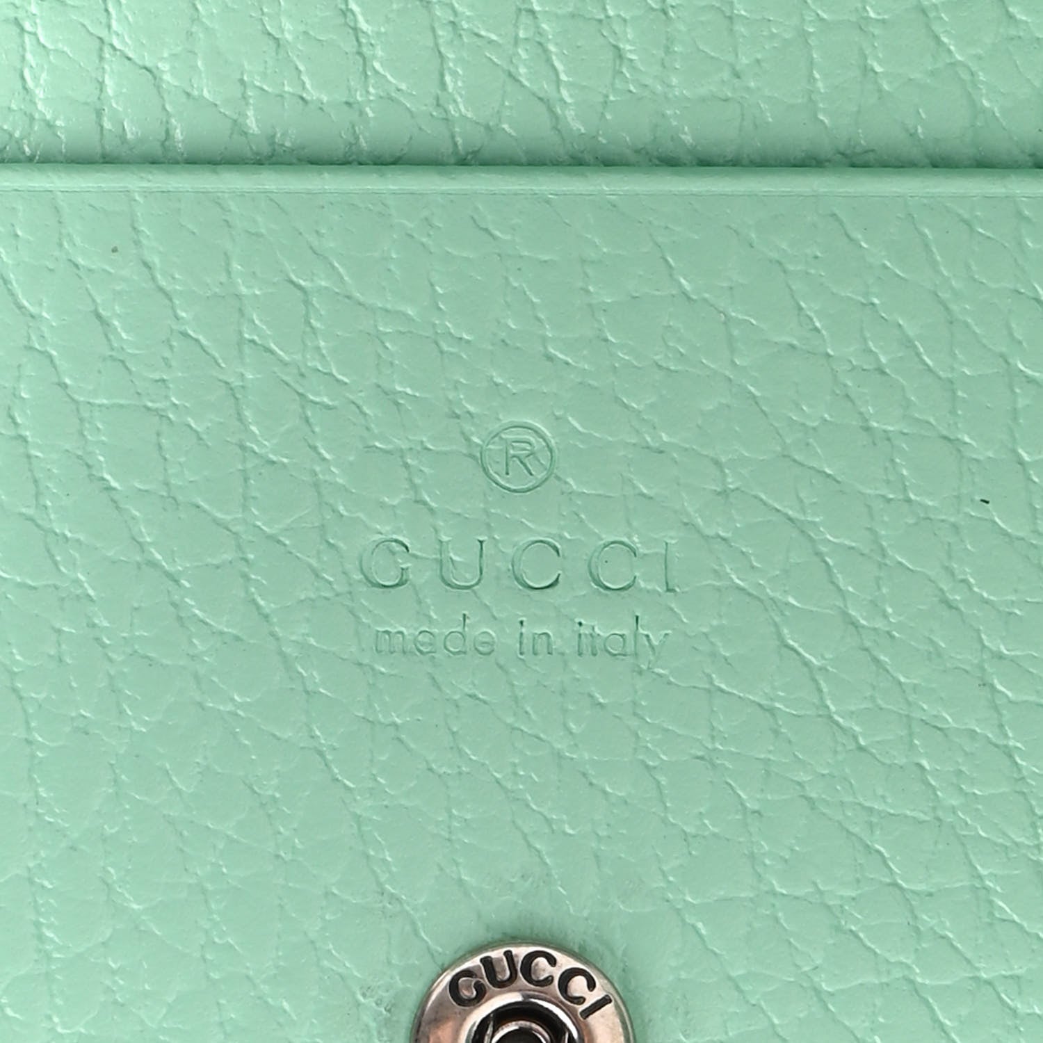 Gucci Dollar Calfskin Enamel Monochrome GG Marmont Top Handle Card Case Wallet Pepperlight Mint 6 of 9