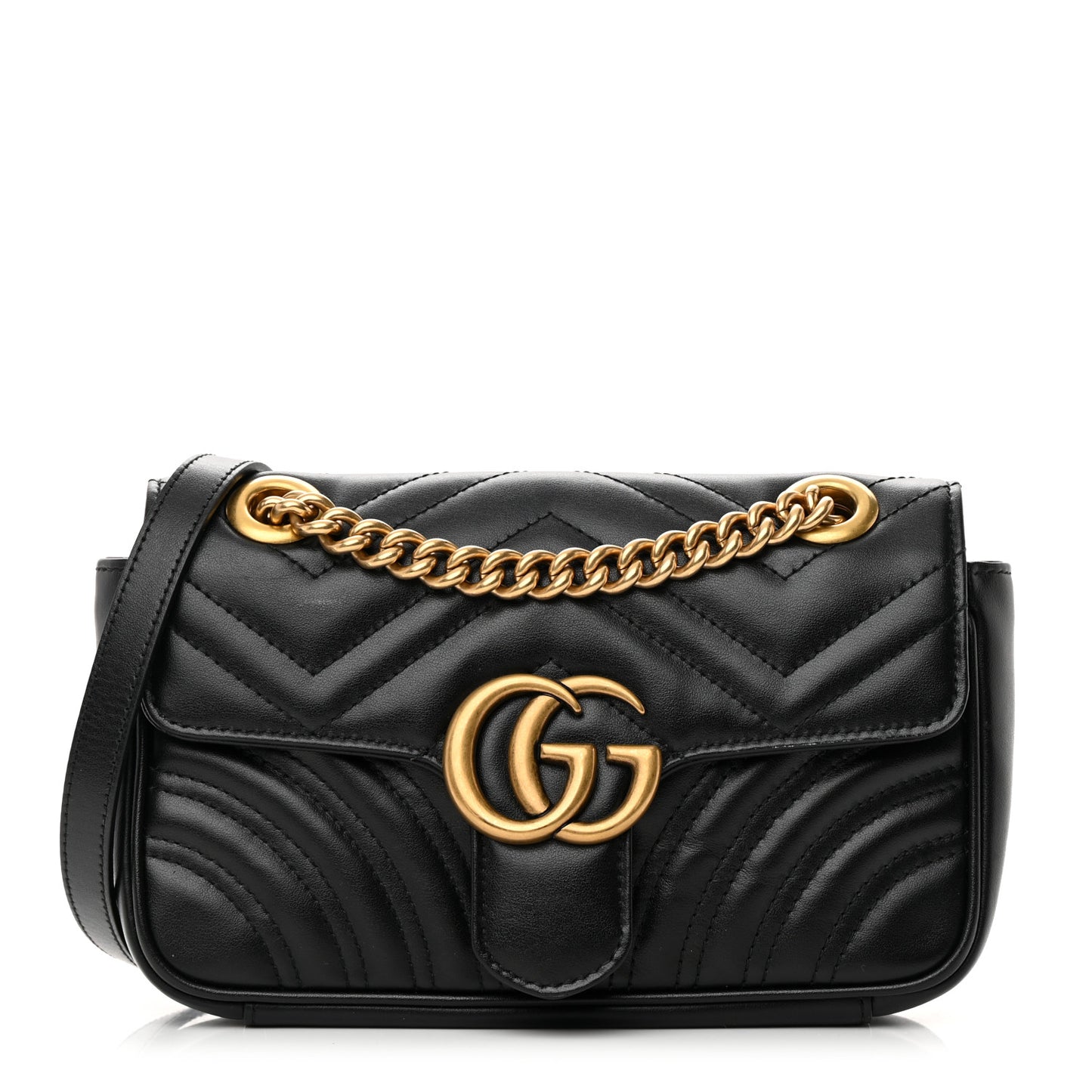 Calfskin Matelasse Mini GG Marmont Shoulder Bag Black