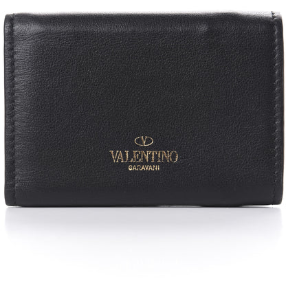 Valentino Garavani Calfskin Bi-Color Small Rockstud Wallet Black Rouge Pur 10 of 11
