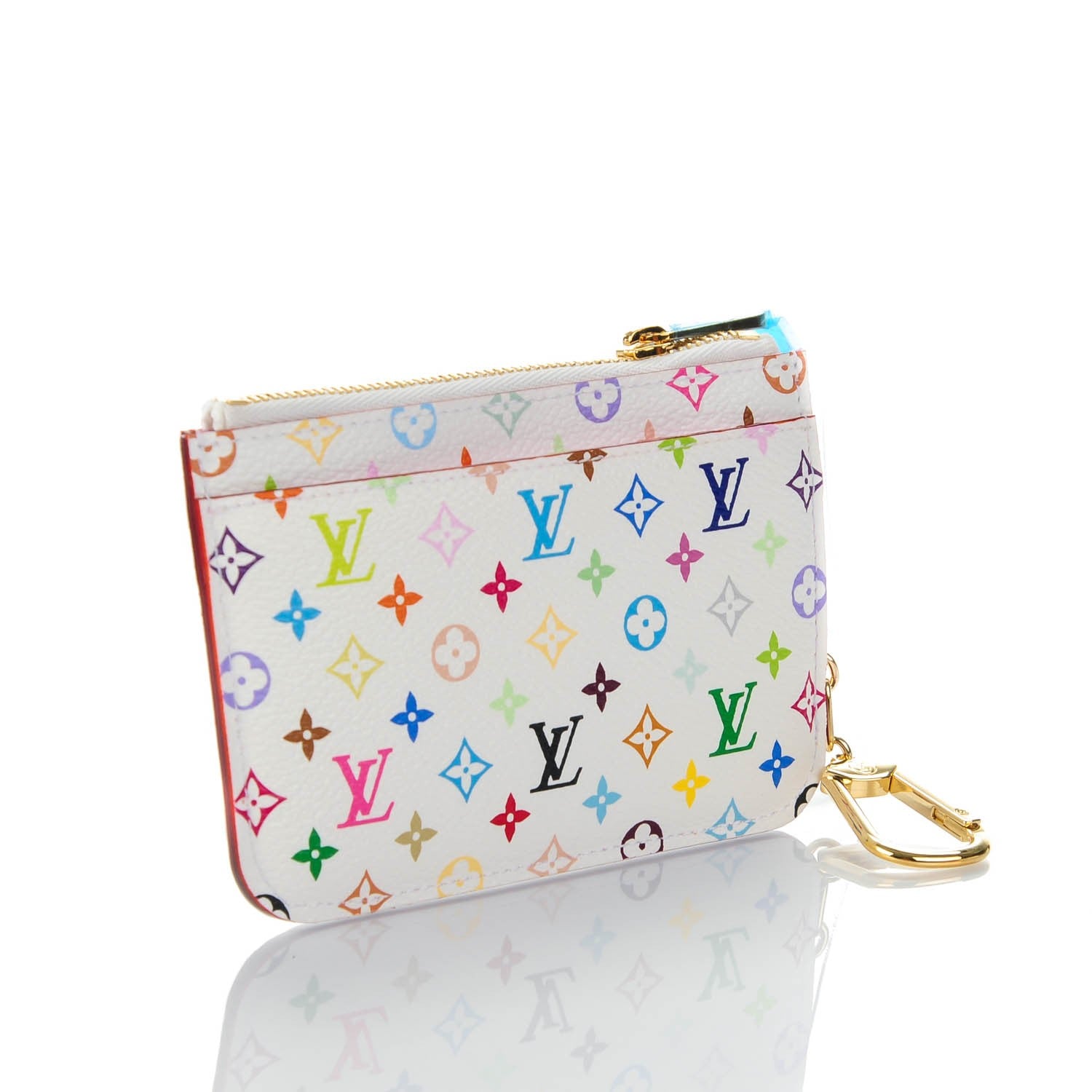 Louis Vuitton Monogram Multicolor Key Pouch White Litchi 3 of 7