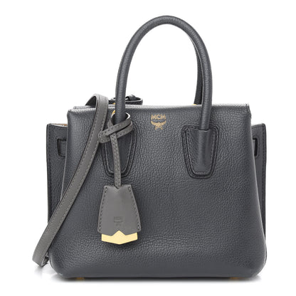 MCM Grained Calfskin Mini Milla Tote Phantom Grey 1 of 9