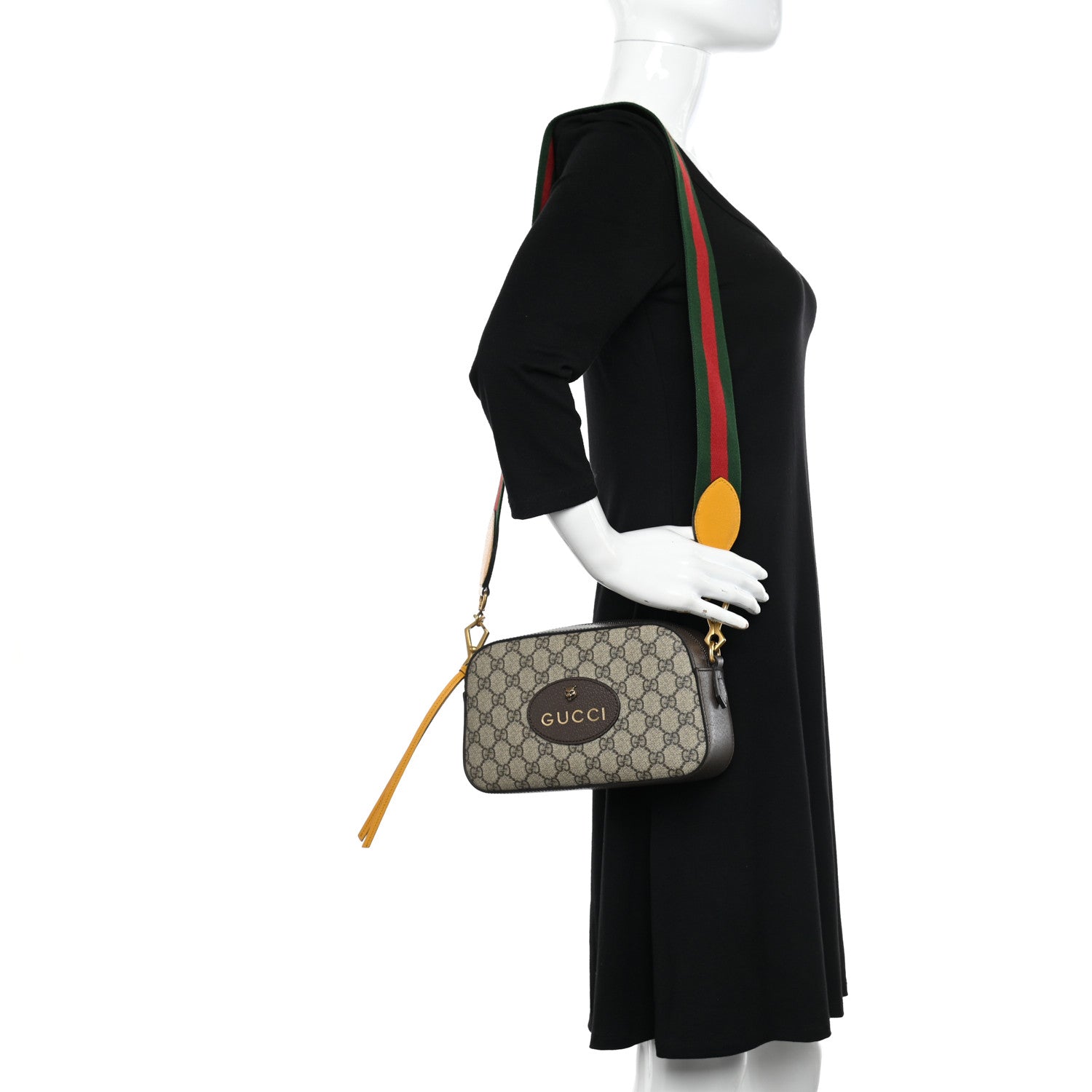 Gucci GG Supreme Monogram Web Neo Vintage Shoulder Bag Beige New Acero Crop 2 of 10
