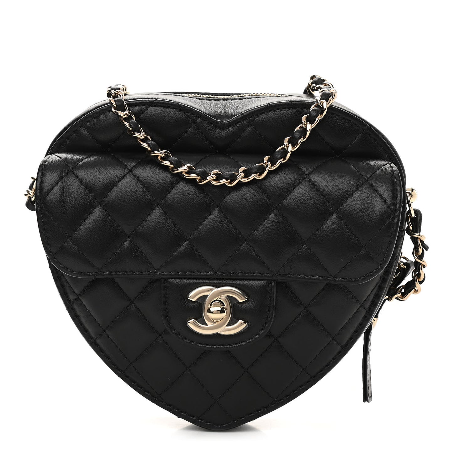 Lambskin Quilted CC In Love Heart Bag Black