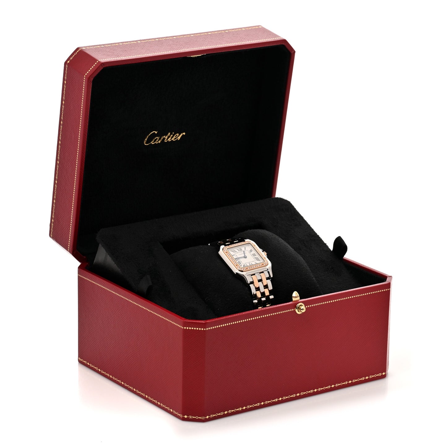 Stainless Steel 18K Pink Gold Diamond 27mm Panthere Quartz Watch