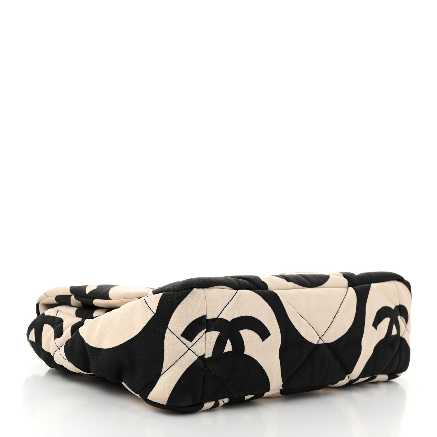 Chanel Fabric Printed Medium Chanel 19 Flap Black Ecru 4 of 11