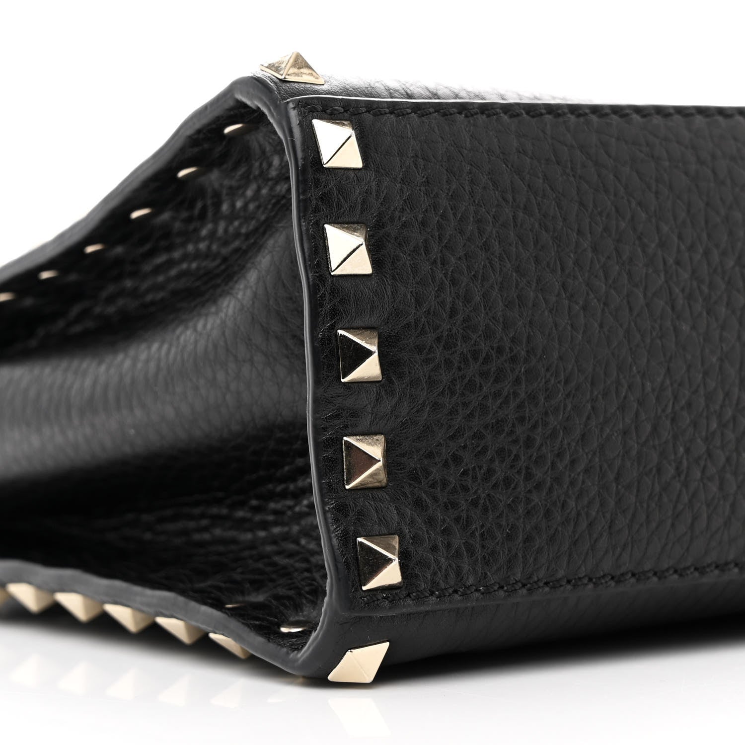 Valentino Garavani Pebbled Calfskin Rockstud Flip Lock Top Handle Bag Black 9 of 11