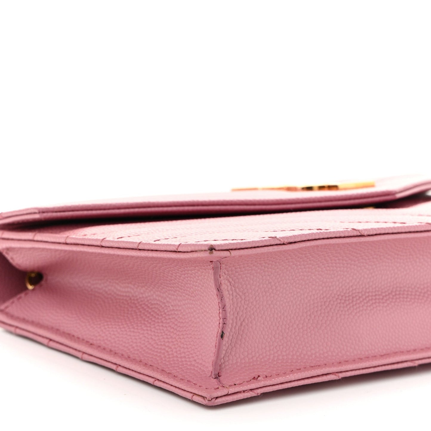 Grain De Poudre Matelasse Chevron Monogram Envelope Chain Wallet Dark Rose
