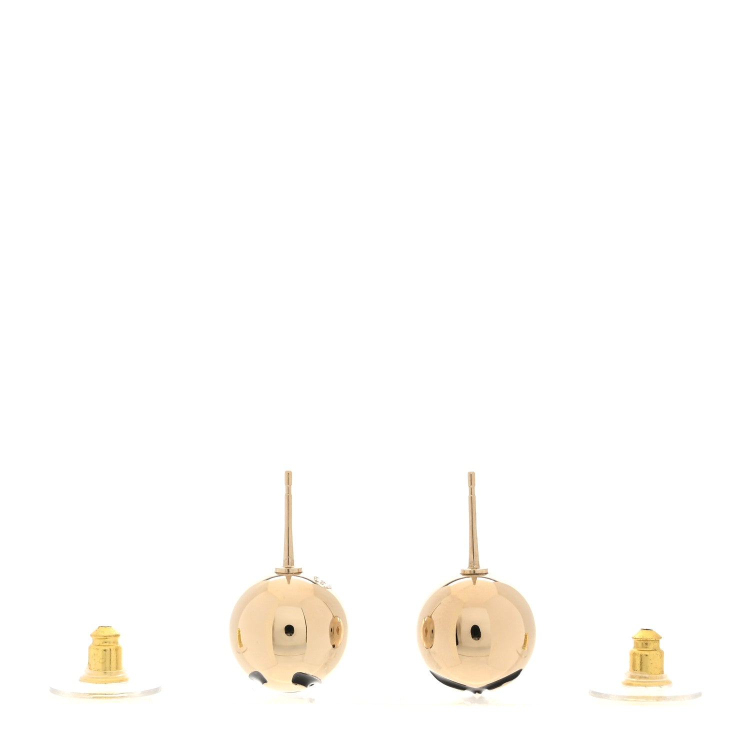 Chanel Metal Enamel CC Ball Stud Earrings Gold Black 3 of 5